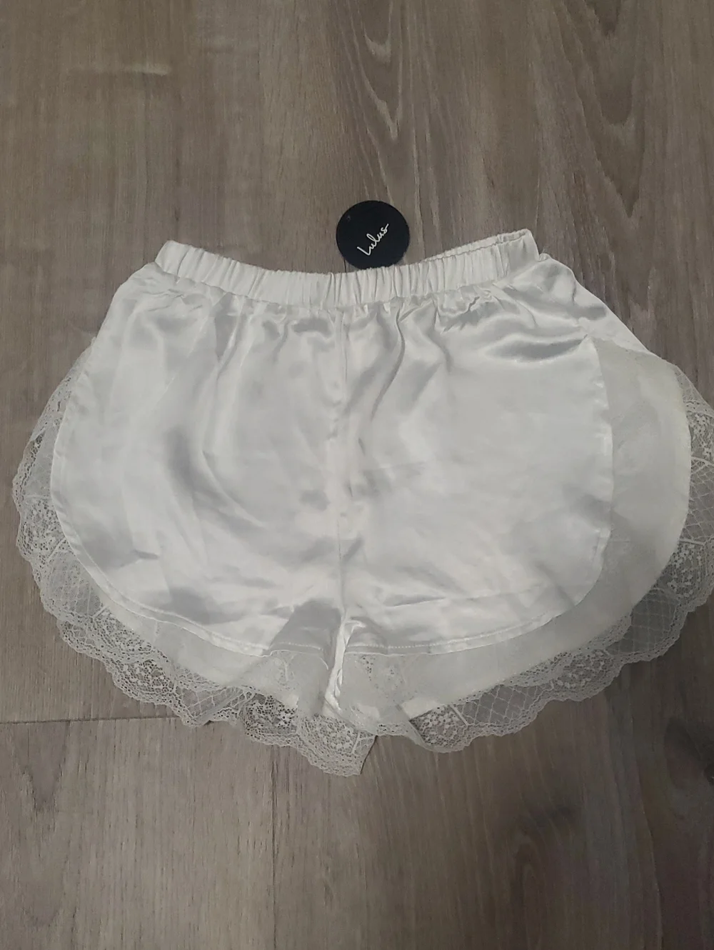 NWT Lulu's White Satin Lace-Trim Bridal Shorts XS Romance